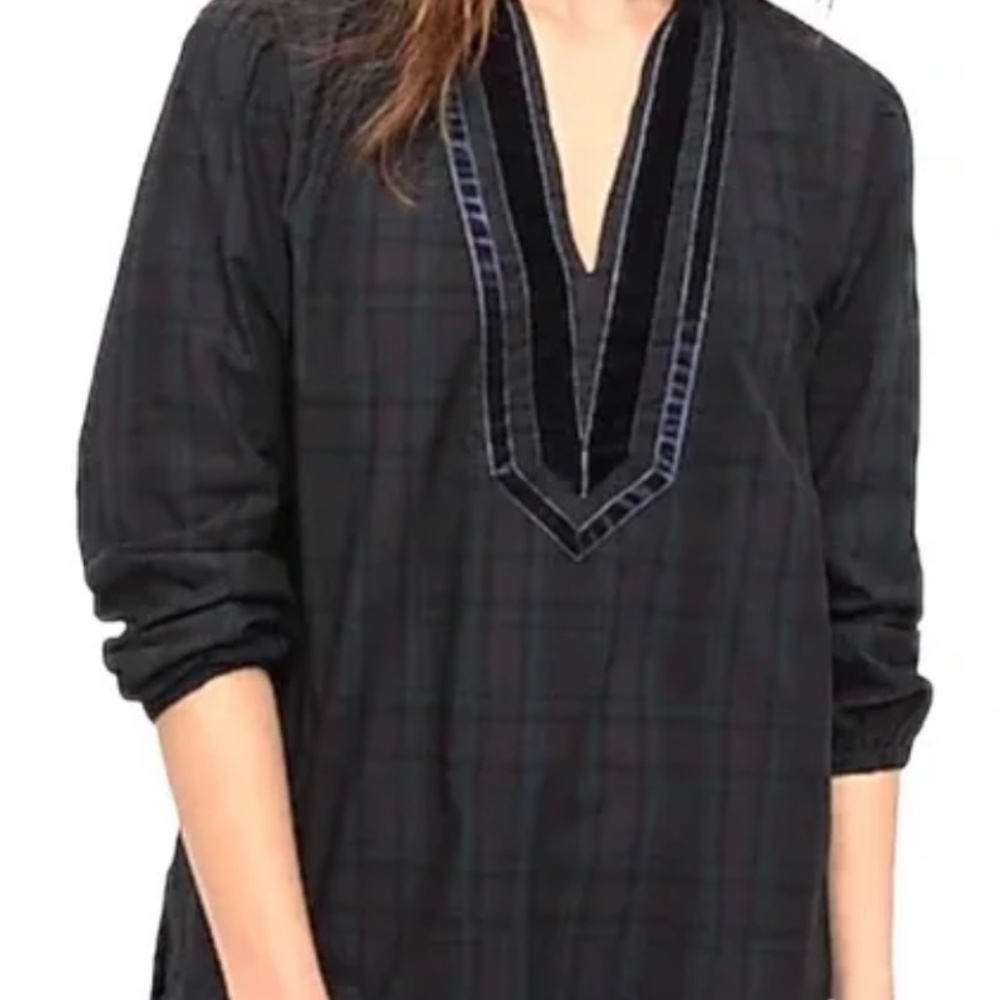 J Crew Black Tartan Plaid Tunic